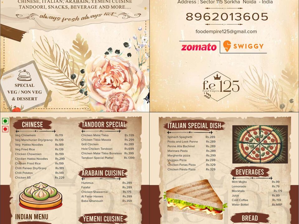 Food Menu Design for Food Empire 125