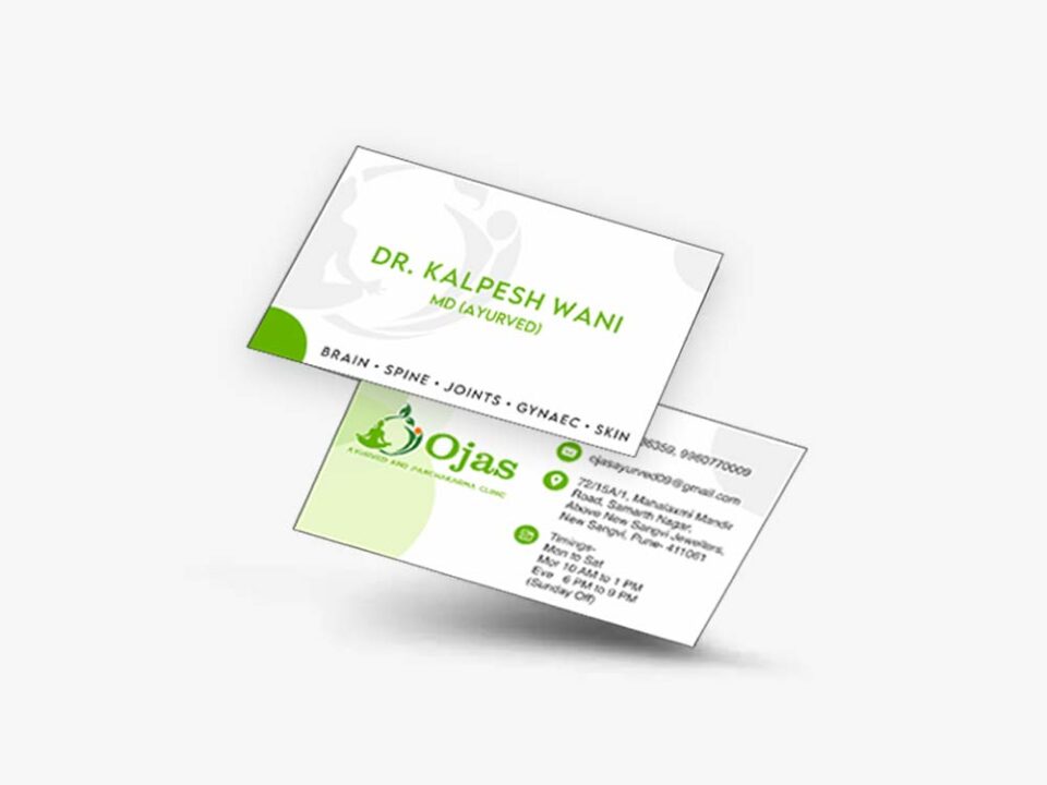 Visitng Card Design For Ojas Ayurveda and Panchakarma Clinic